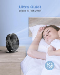 TriPole Desk Fan, Portable USB Fan 3 Speeds Adjustable Powerful Mini Fans, Ultra Quiet 360° Rotatable Table Cooling, Electric Small Fans for Bedroom, Office, Library Desktop, Travel