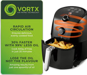 Tower T17025 Vortx Compact Air Fryer, 1.5L – 900W, Rapid Air Circulation, 30-Min Timer, Healthy Low-Oil Cooking, Black