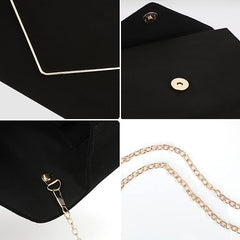 Elegant Faux Suede Evening Clutch Bag for Women – Wedding & Party Purse with Chain