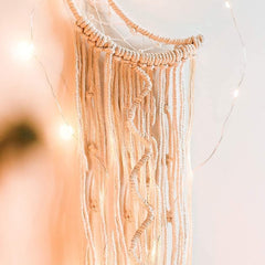 Koytoy Macrame Wall Hanging with LED Moon Dreamcatcher – Boho Home & Party Décor