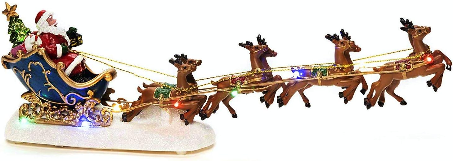 Multicolour LED Santa sleigh Christmas table display