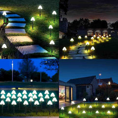 Solar Garden Lights, LED Mushroom Shape Pathway Lights, Solar Powered Fairy String Lights, Waterproof Landscape Stake Lights for Path, Patio, and Yard Decoration