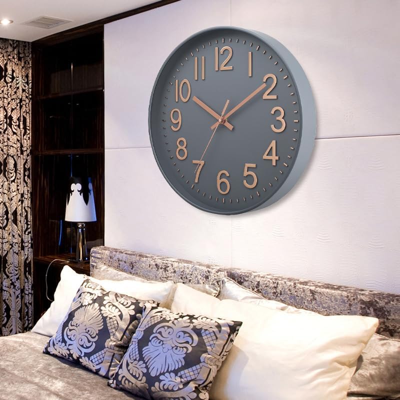 “12'' Silent Non-Ticking Wall Clock – Modern Battery Operated Clock for Home & Office”