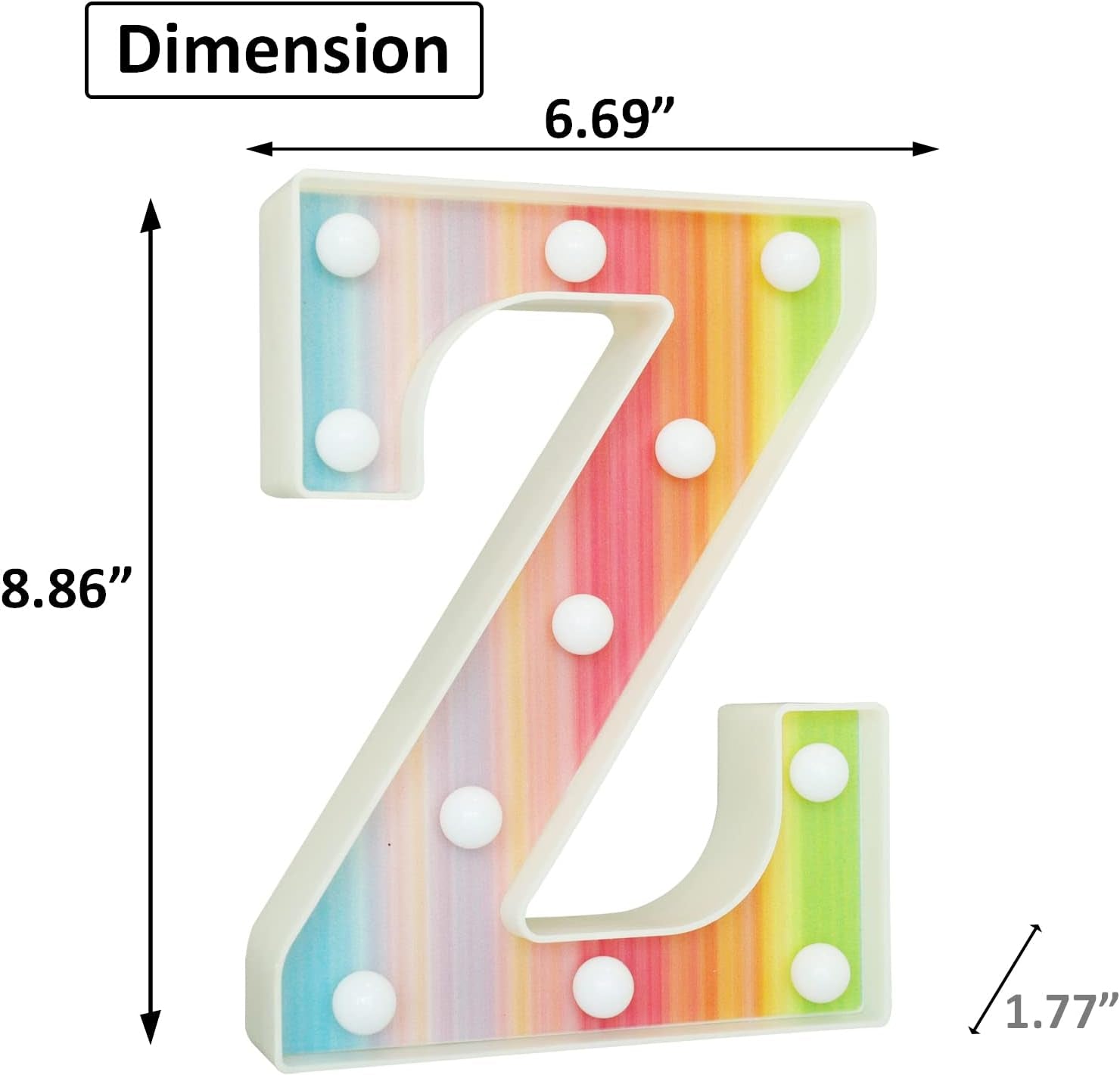 Rainbow LED Letter Light - Color Changing Z