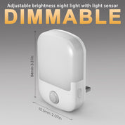 Plug-in LED Night Light with Dusk-to-Dawn & Motion Sensor, Adjustable Brightness, 3000K Warm White, 1W, 1 Pack