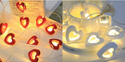 Wooden Heart LED Fairy String Lights, 59 Inch Battery Operated Decorative Lighting for Bedroom, Wedding & Home Décor