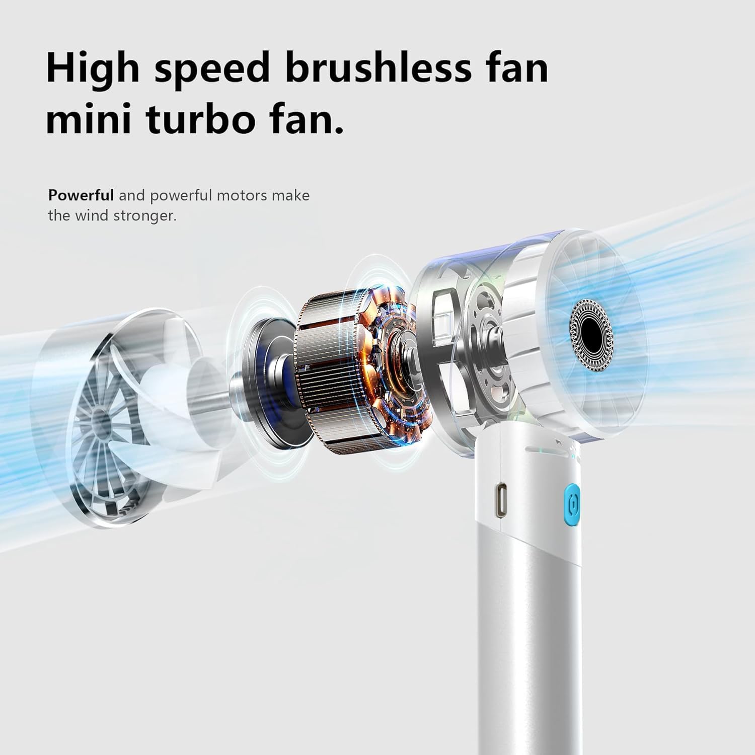 Handheld Fan,Ultra-Portable 7000 RPM Turbo Mini Fan with 16H Battery,4-Speed USB Rechargeable Metal Design | Pocket Fan for Travel/Outdoor/Home/Office,Gift for Men & Women (Alloy Construction)