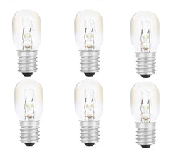 6-Pack 15W E14 Warm White 2700K Small Screw Incandescent Bulb for Pygmy Sewing Machine, Salt Lamp, Oven & Fridge Light Replacement – T20 Tubular SES Bulb