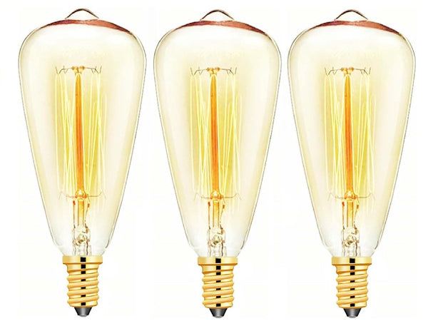 3-Pack E14 ST48 Vintage Edison Light Bulbs 40W, Dimmable Retro Filament Decorative Candle Bulbs, Warm White 2700K Small Edison Screw Light Bulbs, Perfect for Home & Commercial Lighting