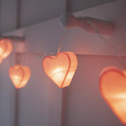 Pink Paper Heart Fairy String Lights 1.8m with 10 Warm White LEDs, Battery Operated Indoor Decor Lights with Timer