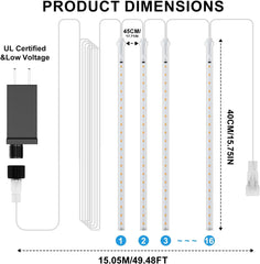 PEMOTech 16-Tube 576 LED Meteor Shower Lights Outdoor Cool White