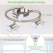 3-Way Rotatable LED Ceiling Spotlight – Matt Nickel with GU10 Bulbs