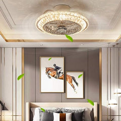 Invisible Ceiling Fan Light with Remote Control - 50cm LED Silent Fan