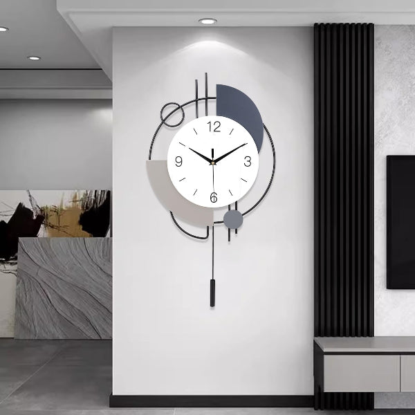 Large Metal Wall Clock, 13x21.65" Silent Non-Ticking Decorative Clock for Home & Office