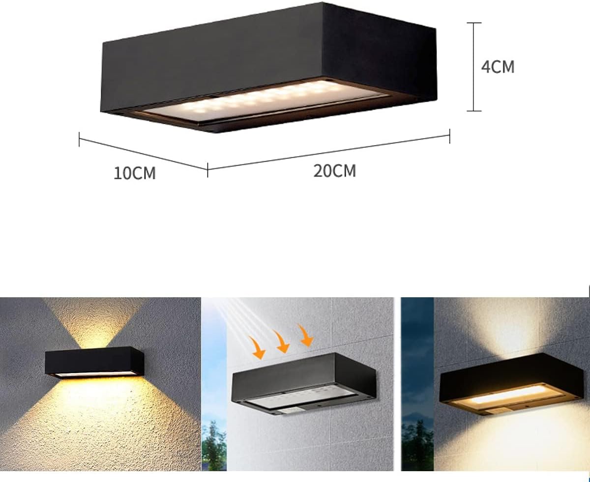 Solar Wall Lights Outdoor Up Down – LED Garden Wall Light Aluminium, 4400mAh Battery, Twilight Sensor