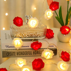 Rose Flower Fairy String Lights 3M, 30 LED Battery Powered Floral Lights for Bedroom, Wedding and Valentine Decoration