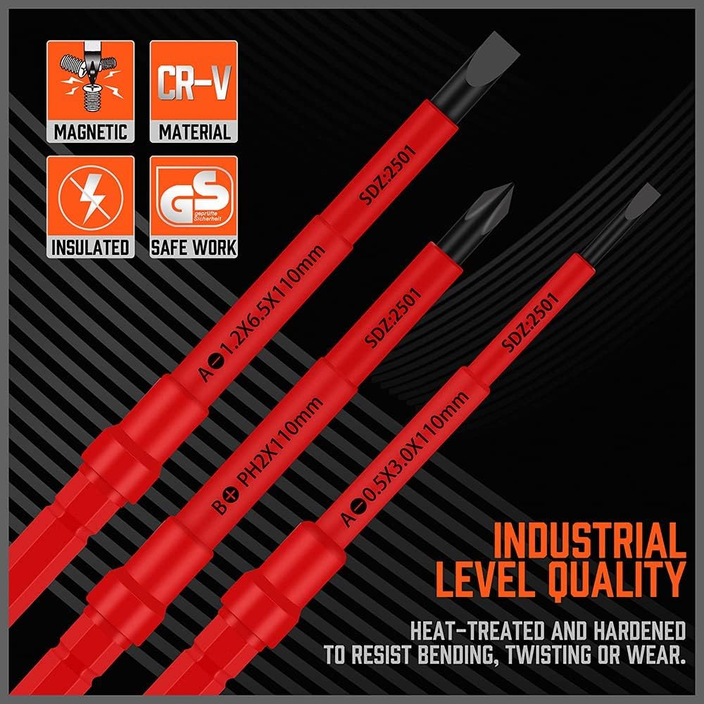 Insulated 10-Piece Electrician Screwdriver Set 1000V