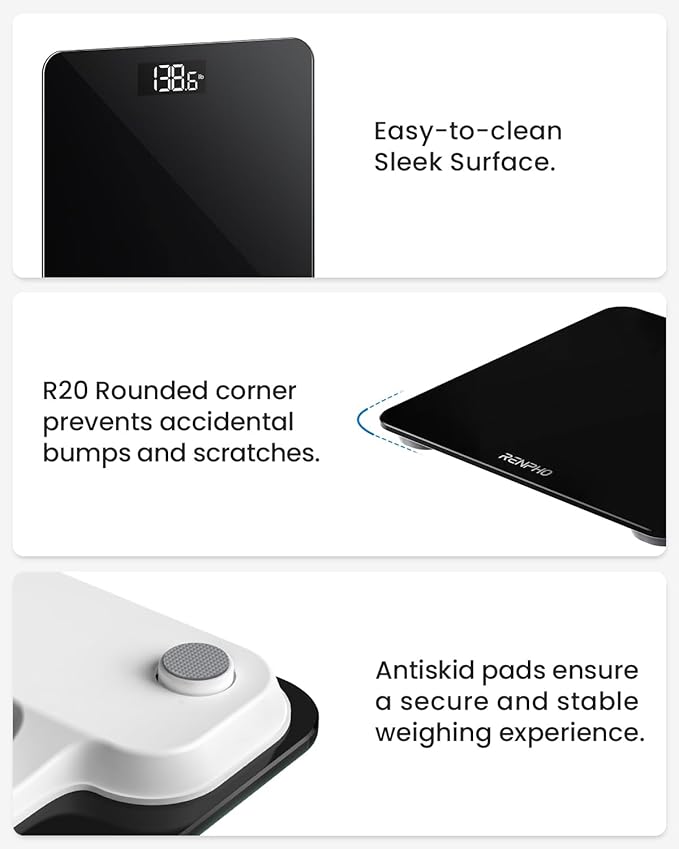 Core 1S Digital Bathroom Scales – High Precision Body Weight Scale with LED Display, Step-On, Accurate Measurements in Kg/Lb/Stone