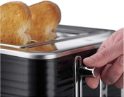 Inspire 4 Slice Toaster 1800W Black High Gloss, Extra Wide Slots, 6 Browning Levels, Lift & Look, Reheat, Frozen & Cancel Functions