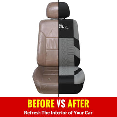 Universal Full Set Car Seat Covers – Gray Tire Track Design Seat Protectors