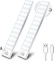 2 pack LED Under Cabinet Lights - 36 LED Motion Sensor Wireless USB Rechargeable 1000mAh Night Light