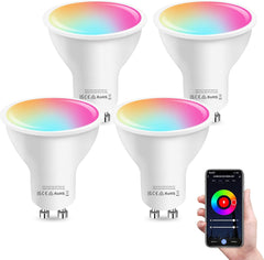 ALUSSO LIGHTING Smart Bulb, E14 5W RGB-CW Color Changing, Alexa & Google Home Compatible, WiFi Remote Control, 4-Pack