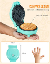 Blazant Mini Waffle Maker – 4 Inch Nonstick Compact Waffle Iron, 550W, Portable Breakfast Chaffle & Snack Maker, Blue