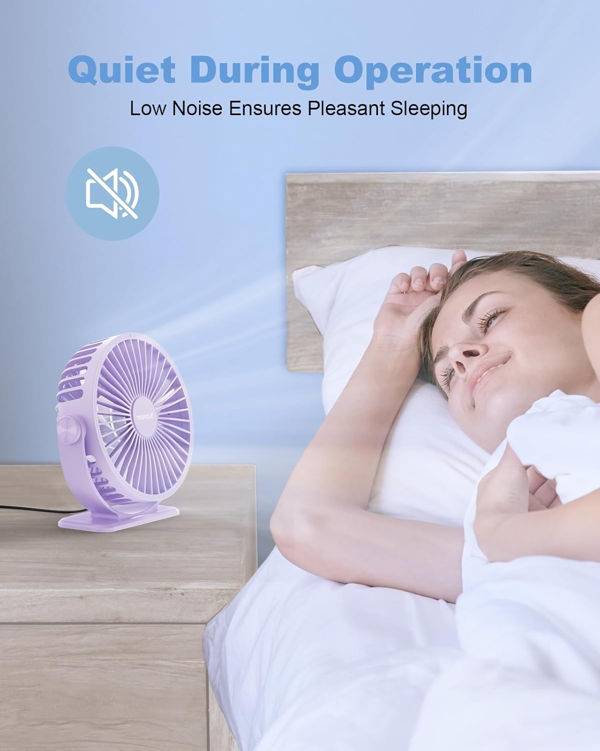 TriPole Desk Fan for Home, Portable USB Handheld Fan 3 Speeds Powerful Table Fan Silent, 360°Adjustable Mini Cooling Fans, Electric small Desktop Quiet Fans for Bedroom, Office, Library, Travel,Purple