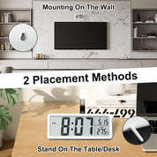 8'' LCD Digital Wall Clock with Time, Temperature & Date Display, Battery/USB Powered