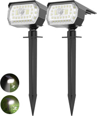 Solar Garden Lights, 43LED Solar Motion Sensor Lights Outdoor Solar Landscape Spotlights 650LM, Cold White 6500K IP65 Waterproof Wireless Solar Powered Spot Lights for Yard Driveway Walkway 【2 Pack】