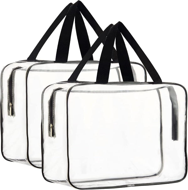 2 Pcs Clear Toiletry Bags – Large Waterproof Transparent Makeup & Travel Organizers