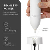 Rechargeable Milk Frother Handheld with USB-C Stand, Electric Whisk