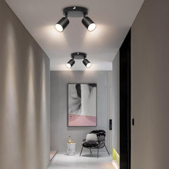 Black Round LED Ceiling Light 2 Way Rotatable Spotlight Fitting GU10 Indoor Lamp