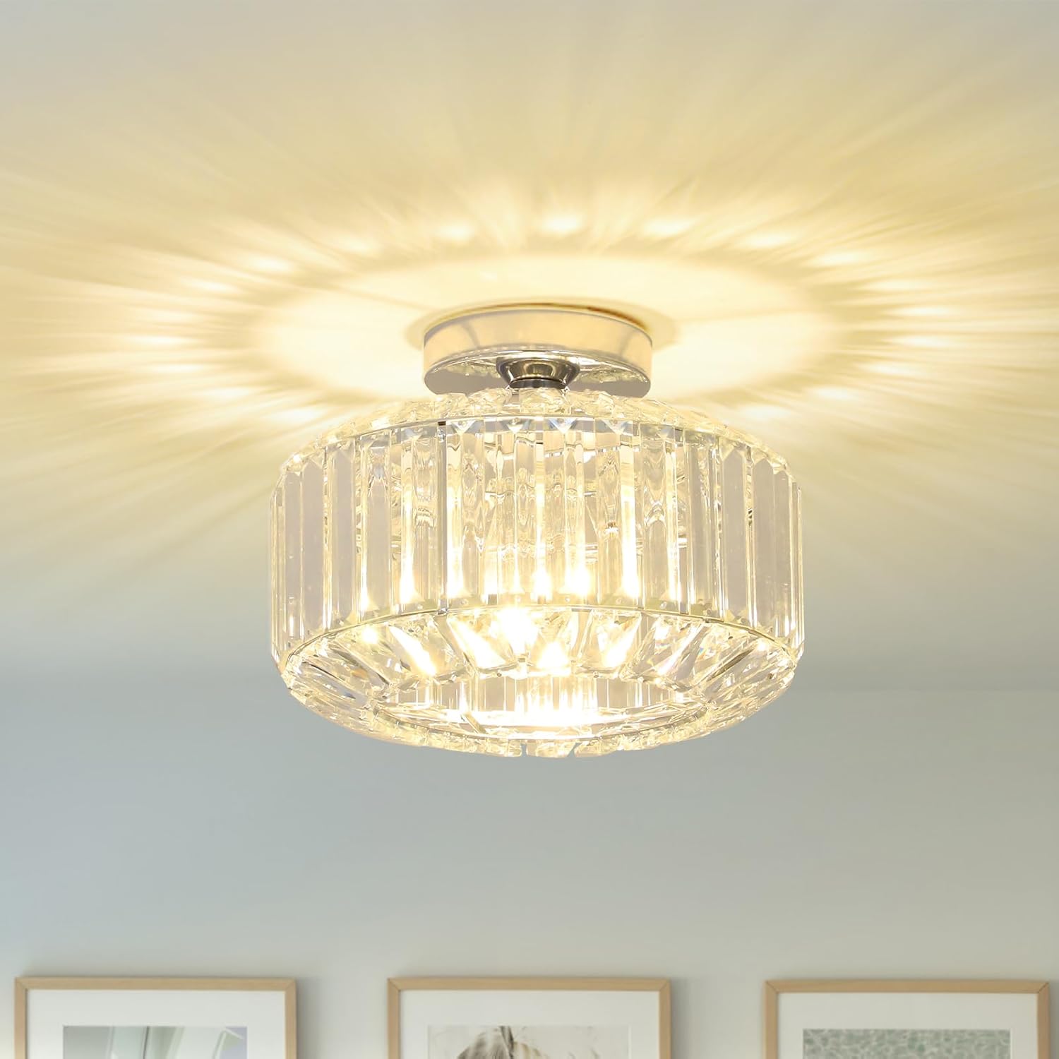 Modern Crystal Ceiling Light - K9 Crystal Chandelier with Gold Metal Frame