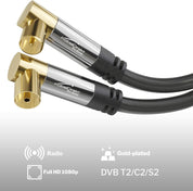 4K TV Aerial Coaxial Cable 5m 90° Angled