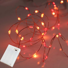 Battery Powered Lights with 6hr Timer Mode. 40 LED Battery Fairy Lights. Red, Orange and Yellow Battery Lights, Wire Lights (40 Red,Orange,Yellow)