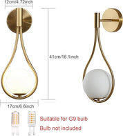 Modern Golden Bronze Wall Sconce - Water Drop Design Glass Globe Light