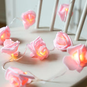 Pink Rose Flower Fairy String Lights 6M with 40 LEDs, Battery Operated Decorative Lights for Romantic Décor