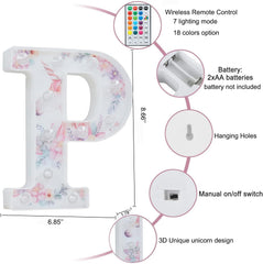 Unicorn LED Letter Light P Remote RGB