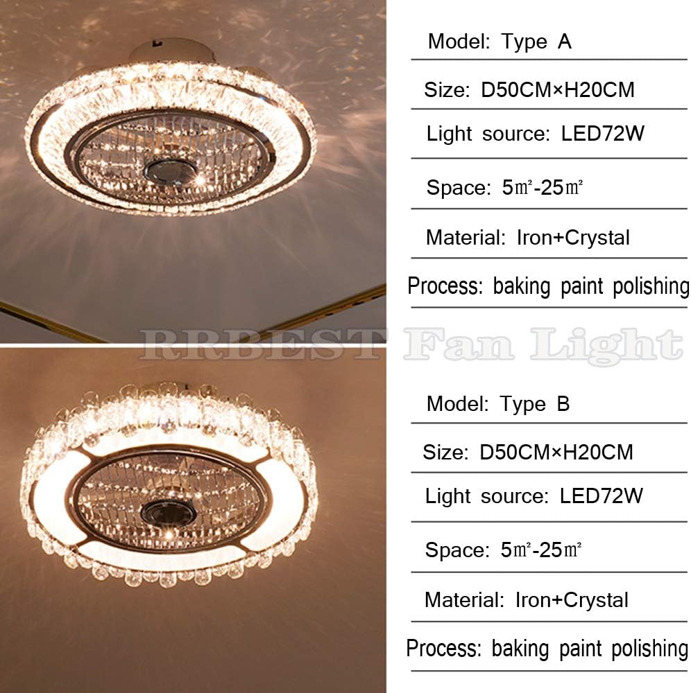 Invisible Ceiling Fan Light with Remote Control - 50cm LED Silent Fan