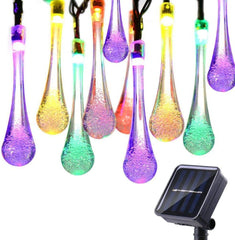 20LED Solar String Lights Waterdrop Fairy Decorative Lights for Outdoor Garden Patio Fence Yard Party Christmas (Blue)