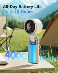 Turbo Portable Handheld Fan 4000mAh 5 Speeds Foldable
