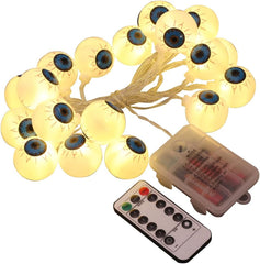 20 LEDs 2.5M Eyeball Light String 8 Modes Battery Powered Halloween Eyeball Fairy Lights IP44 Waterproof for Ghost Festival Party (D)