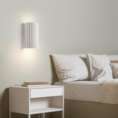 Modern Up and Down Wall Light – Dual GU10 Bulbs with White Ceramic Paintable Wave-Pattern Shade for Living Room, Kitchen, Bedroom, or Hallway