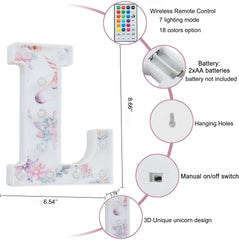 Unicorn LED Letter Light L 18 Color Remote