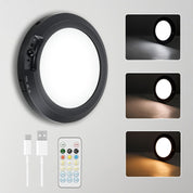 Battery Powered Ceiling Light with Remote – Rechargeable Motion Sensor LED, 3 Color Dimmable, Magnetic Mount