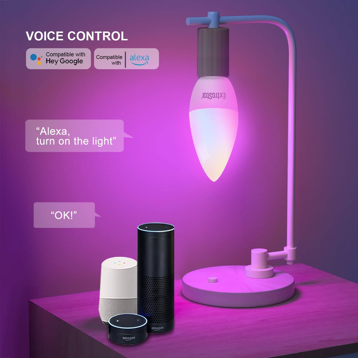 B22 Smart WiFi RGB Candle Bulb 6W 600lm