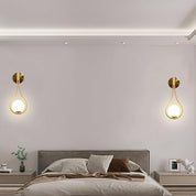 Modern Golden Bronze Wall Sconce - Water Drop Design Glass Globe Light
