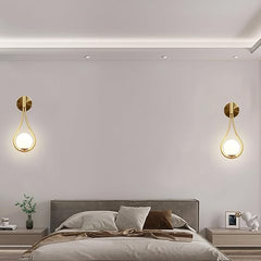 Modern Golden Bronze Wall Sconce - Water Drop Design Glass Globe Light