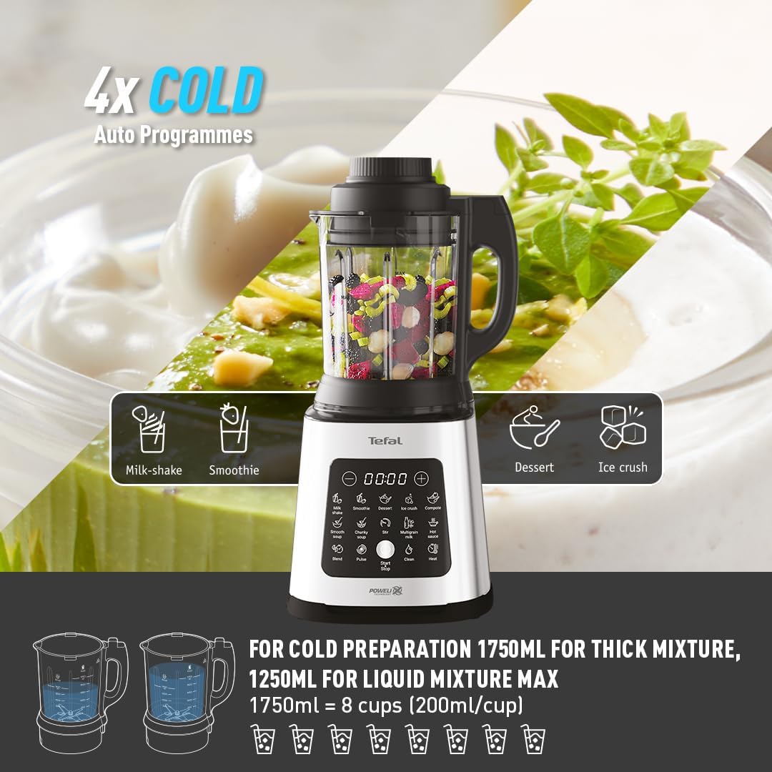 Blender & Soup Maker 2L – Perfectmix Cook with 10 Auto Programs, Smoothie Maker, Glass Jug, Removable Blades, Cleaning Brush